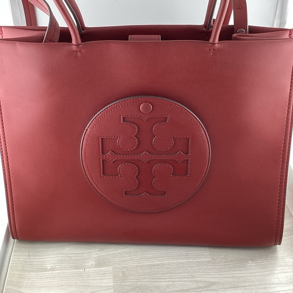 Tory Burch Red Leather Logo Tote